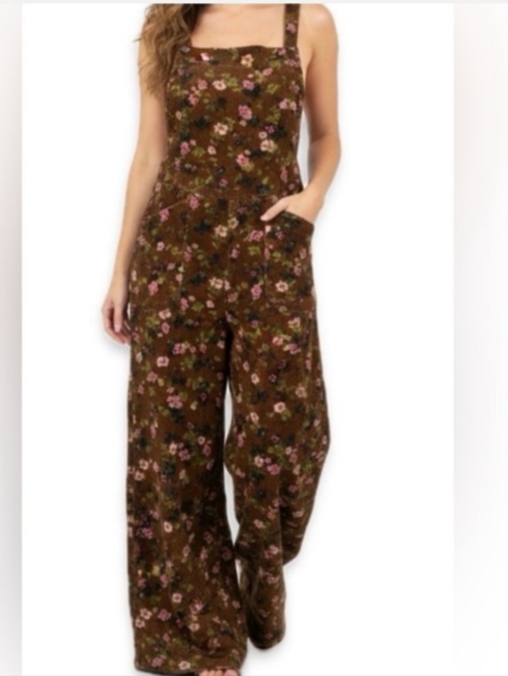 Natural Life Floral Wide-Leg Jumpsuit in  Brown